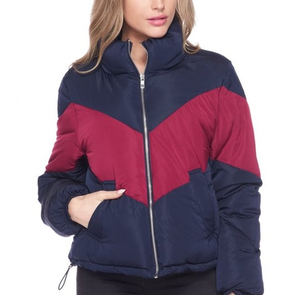 Color Block Retro Puffer Jacket - Picture 2 of 3